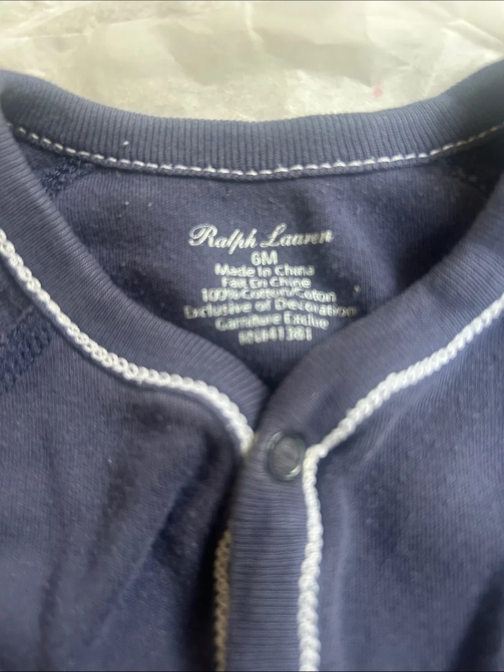 Ralph Lauren Navy Blue Footed One-Piece with White Trim